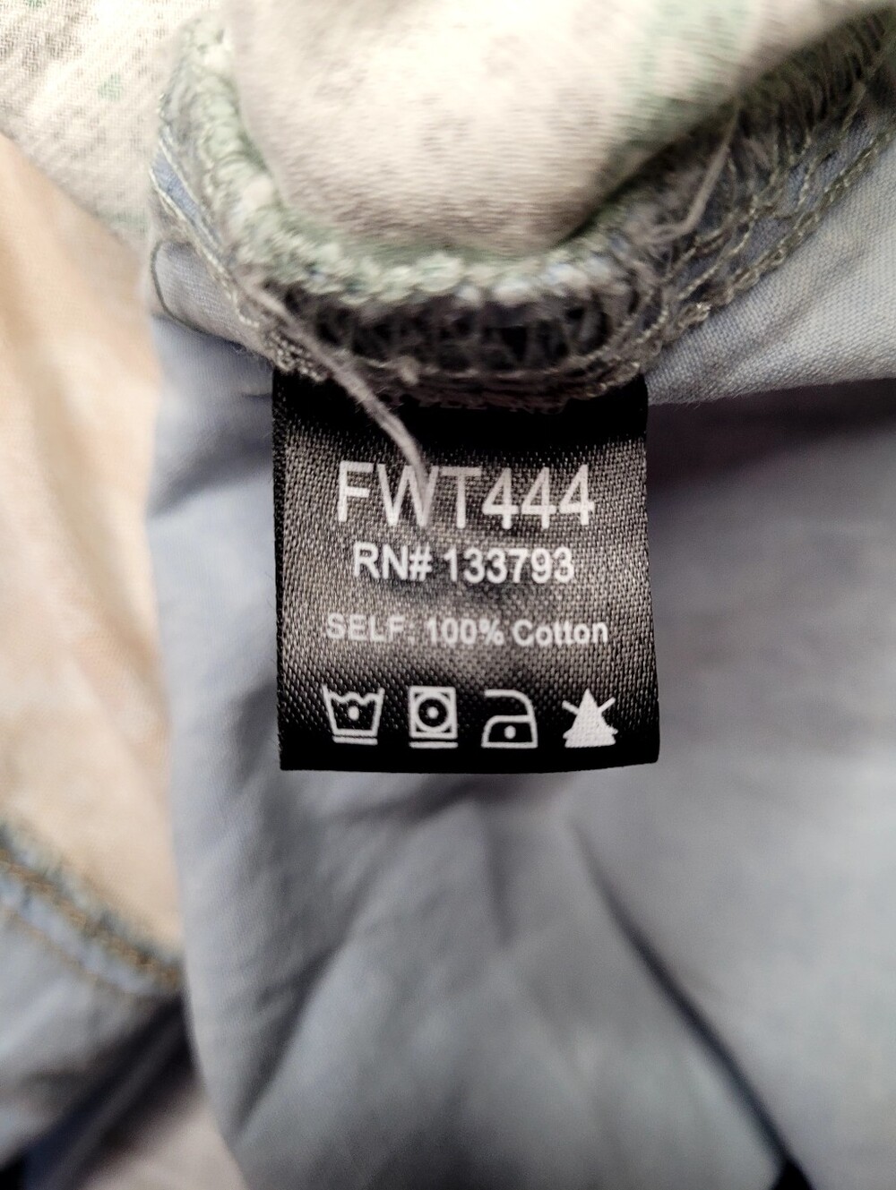 POL Button Down Denim Chambray Waffle Knit Flower Patchwork 100% Cotton Shacket - Picture 11 of 11